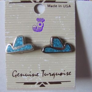 GENUINE TURQUOISE COWBOY HAT EARRINGS BRAND NEW